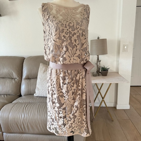 Tadashi Shoji Blouson Sand Beige Floral Lace
Overlay Cocktail Dress Size 8 - Picture 4 of 17
